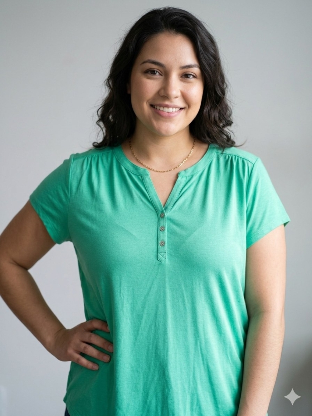 Liz Claiborne NWT Mint Leaf Green Henley Tee Shirt Top Sz XL Rayon Blend